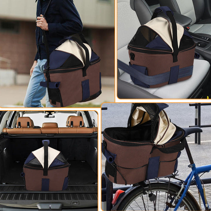 collapsible breathable soft pet carrier bag with mesh canopy and exterior pockets Stornfield