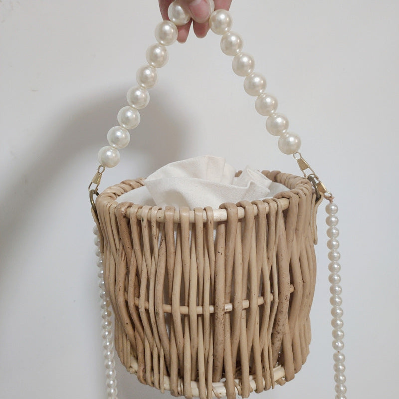 Women's basket bag with pearl jewelry closure Stornfield
