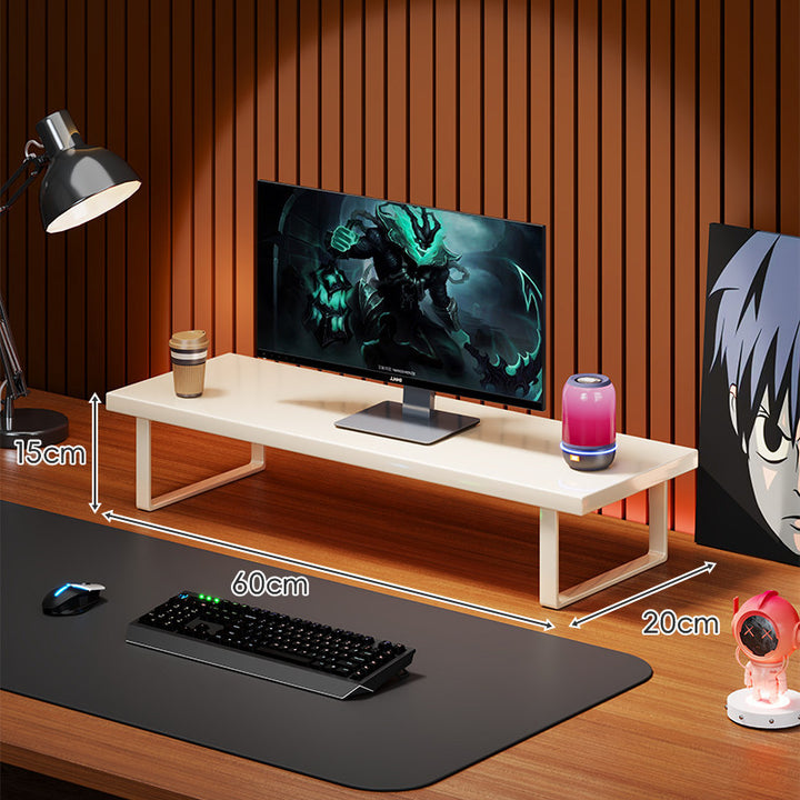 Solid Wood Monitor Riser with Minimal U-Frame Metal Legs