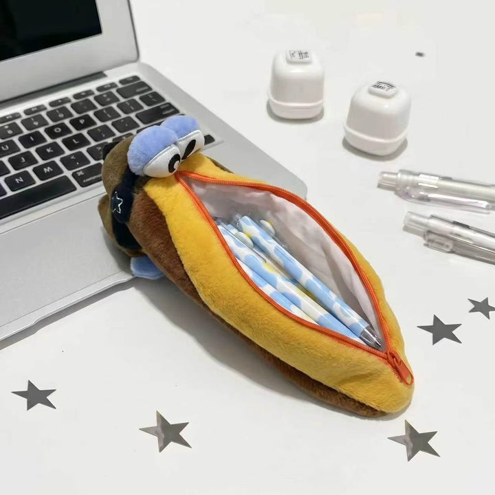 Plush Hot Dog-Shaped Pencil Case