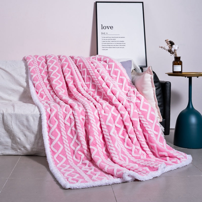 Women Cozy Reversible Blanket with Geometric Pattern Stornfield