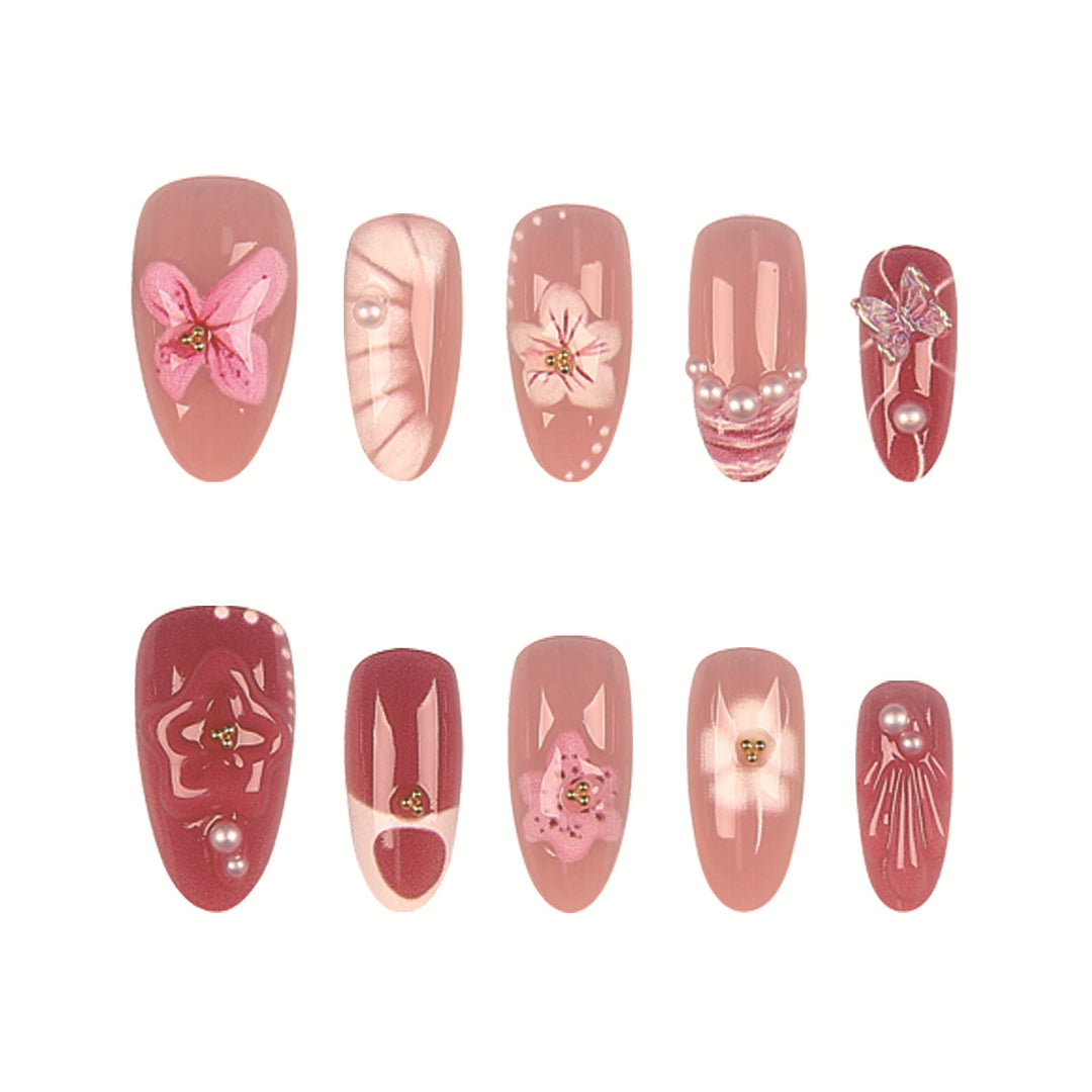 Decorative Floral Press-On Nail Collection