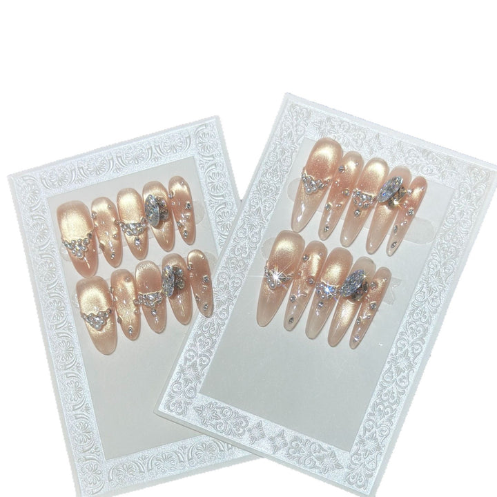 Glittery Rhinestone-Embellished Press-On Nails