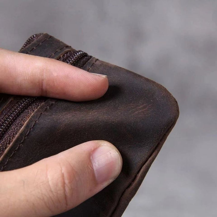 Compact Leather Zippered Coin Pouch Stornfield