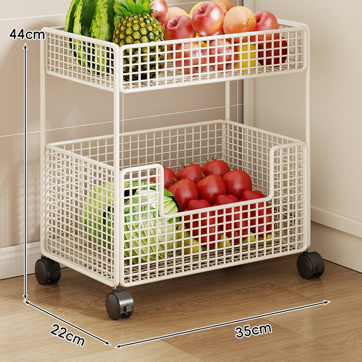 Three-Tier Slim Rolling Mesh Storage Cart