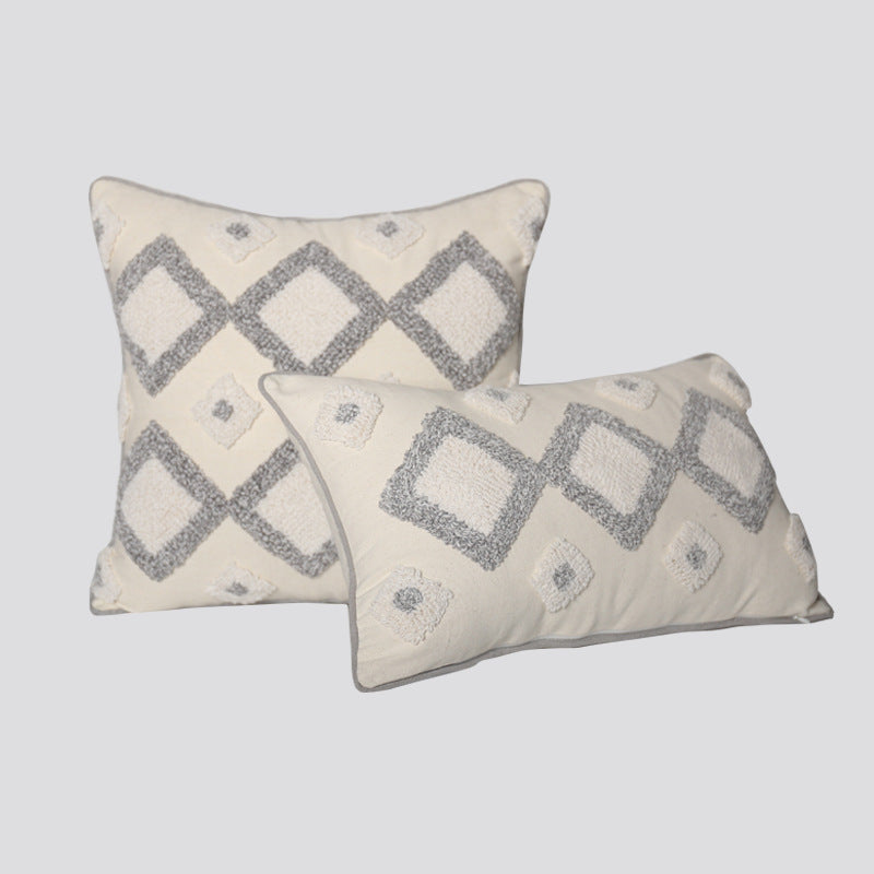 Decorative Tassel Embroidered Lumbar and Square Pillow Set