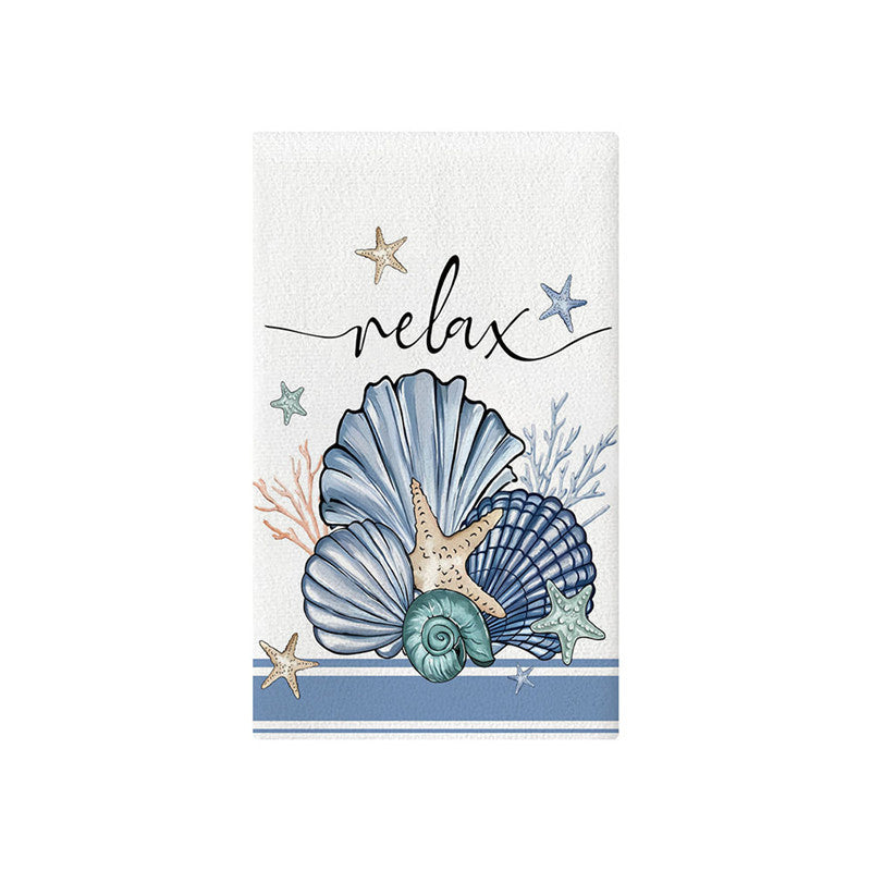 Oversized Quick-Dry Microfiber Beach Towel with Nautical Seashell Print