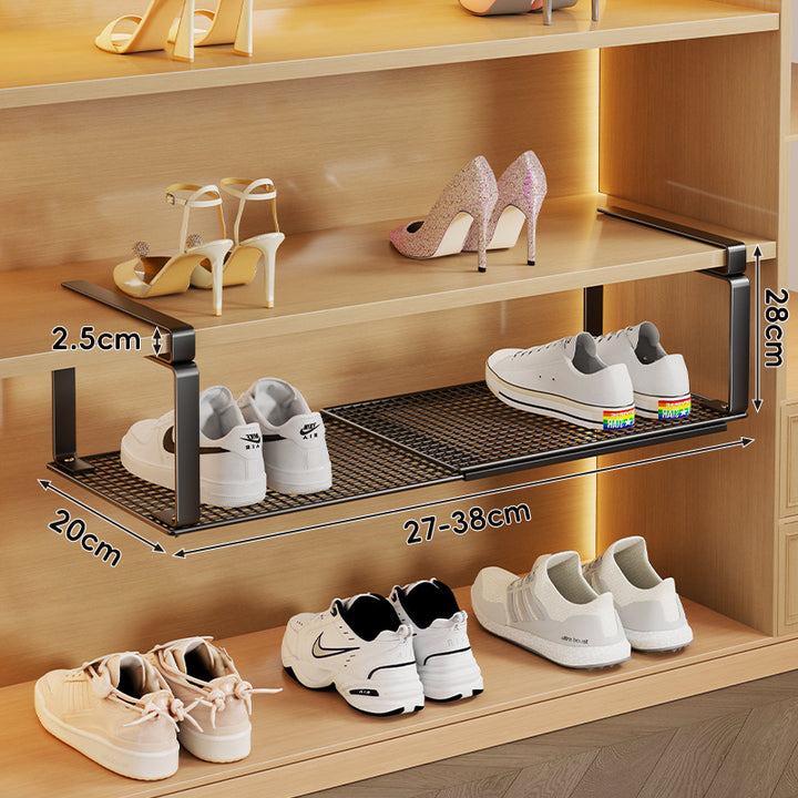 Adjustable Sliding Under-Shelf Mesh Shoe Organizer