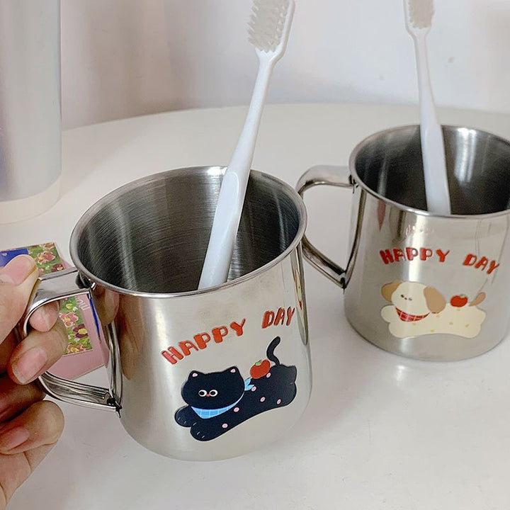 Stainless Steel Drinking Cup with Humorous Cat Motif Stornfield