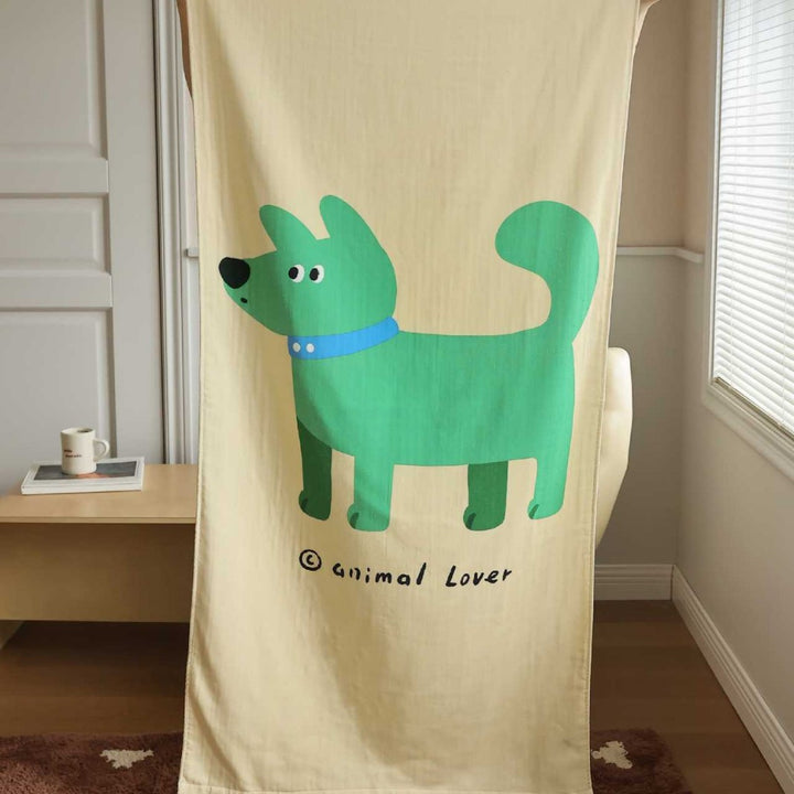 Oversized Cotton Cartoon Monkey Beach & Bath Towel with Quick-Dry Lightweight Weave