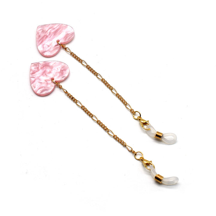 Heart-Shaped Dangle Earrings with Golden Chain Stornfield