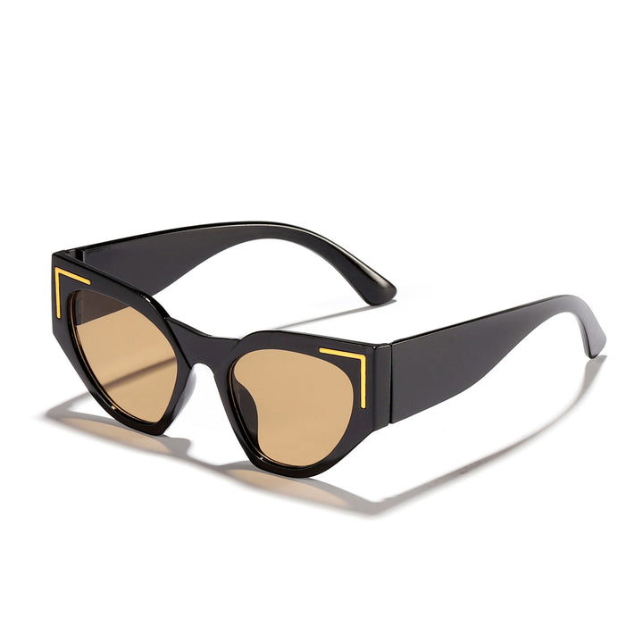 Women's Creative Cat-Eye Sunglasses with Transparent Frame and Brown Lenses Stornfield