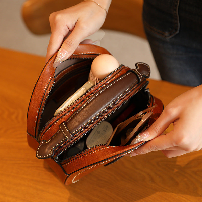 Vintage-Inspired Round Crossbody Bag