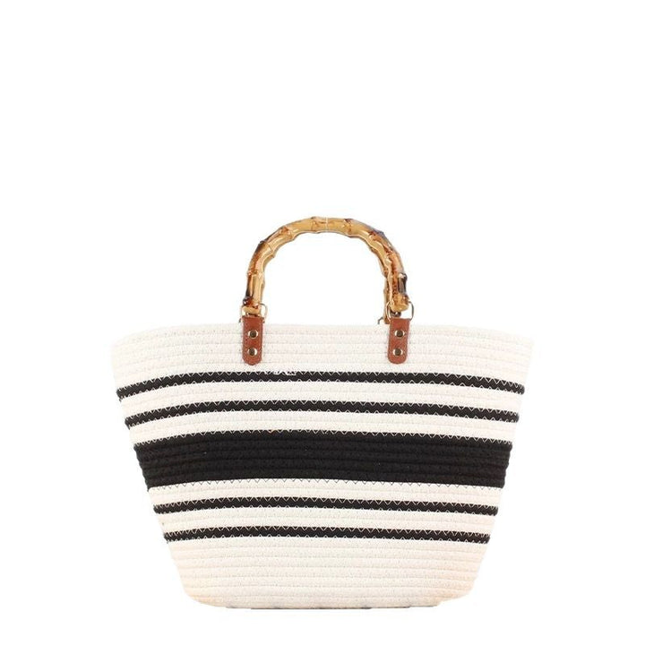 Beach bag with bamboo handles and striped design Stornfield