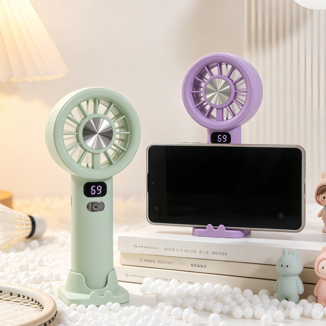 Women's portable hand fan with digital speed display Stornfield