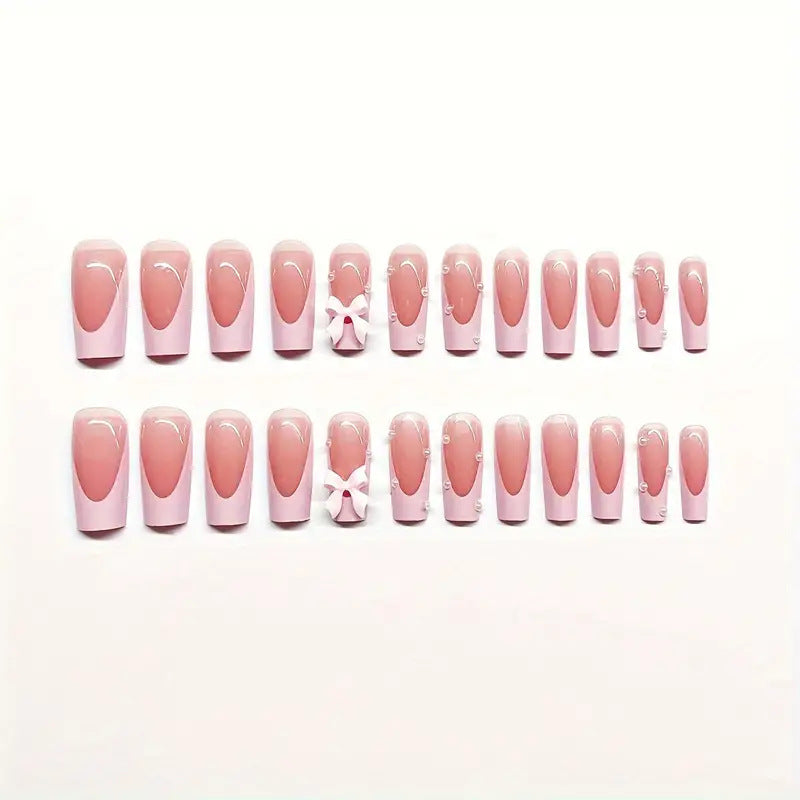Decorative Bow-Embellished Press-On Nail Art Stornfield
