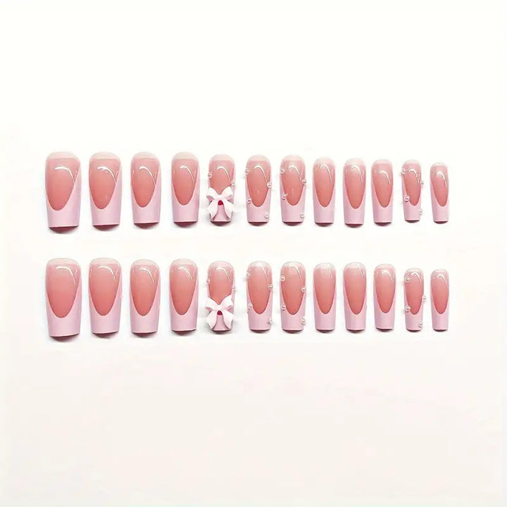 Decorative Bow-Embellished Press-On Nail Art Stornfield