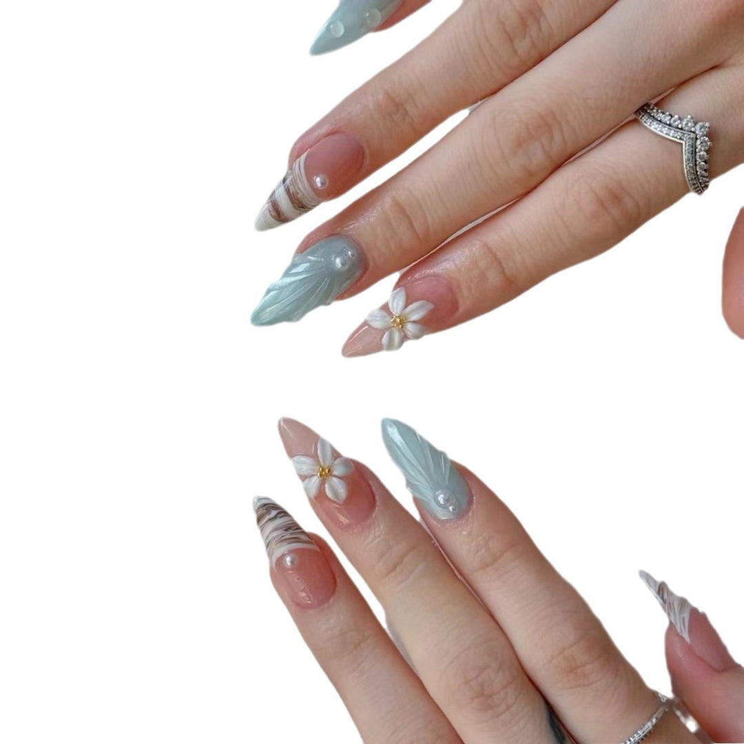 Artistic Floral Nail Extensions Stornfield