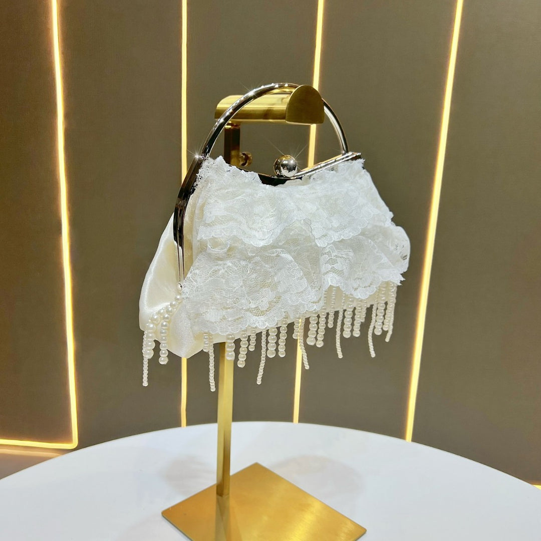 Ruffled Lace Evening Clutch