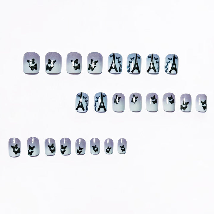 Artificial nails with Paris motif and butterflies Stornfield