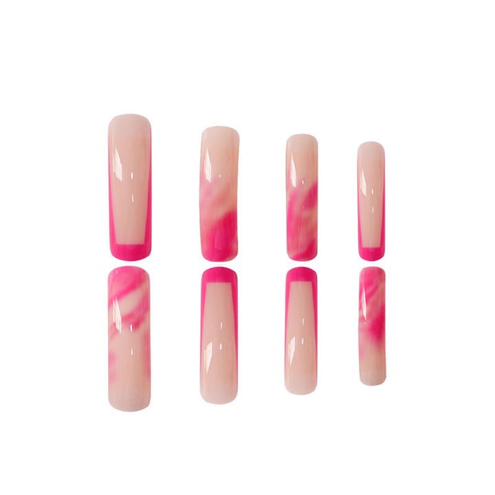 Trendy Long Marble Effect Press-On Nails Stornfield
