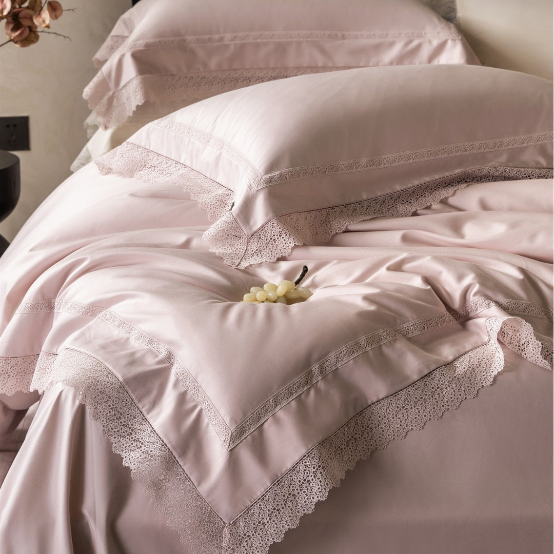 Luxury Lace-Edged Cotton Sateen Duvet Cover Set
