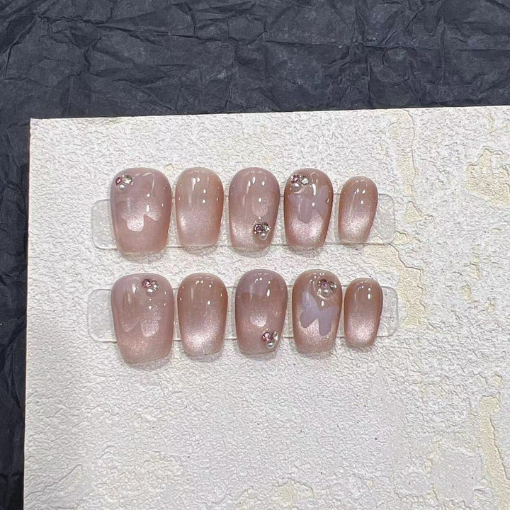 Elegant Press-On Nail Set with Rhinestone Details Stornfield