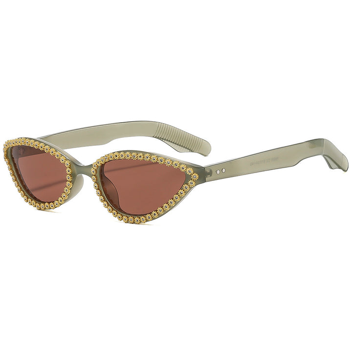 Ladies Glamorous Cat-Eye Sunglasses with Sparkling Flower Accents Stornfield