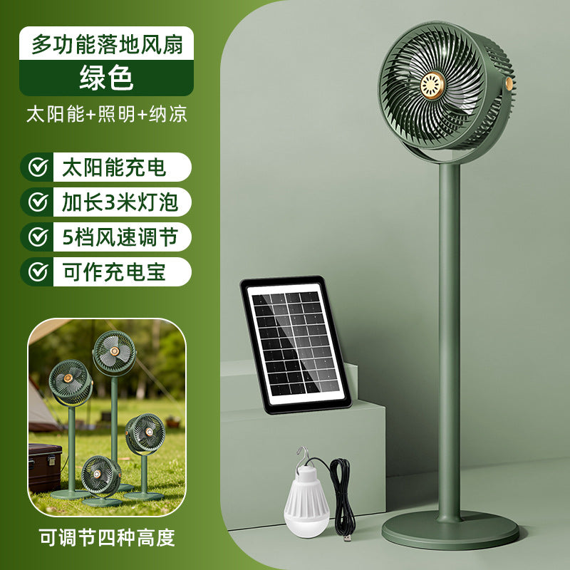Unisex nan multifunctional solar-powered stand fan with LED light, multi-stage wind control, height adjustable and power bank function Stornfield
