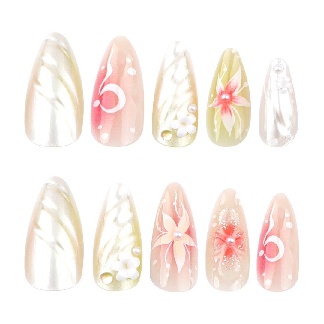 Artful Nail Extensions with Floral and Elegant Design Stornfield