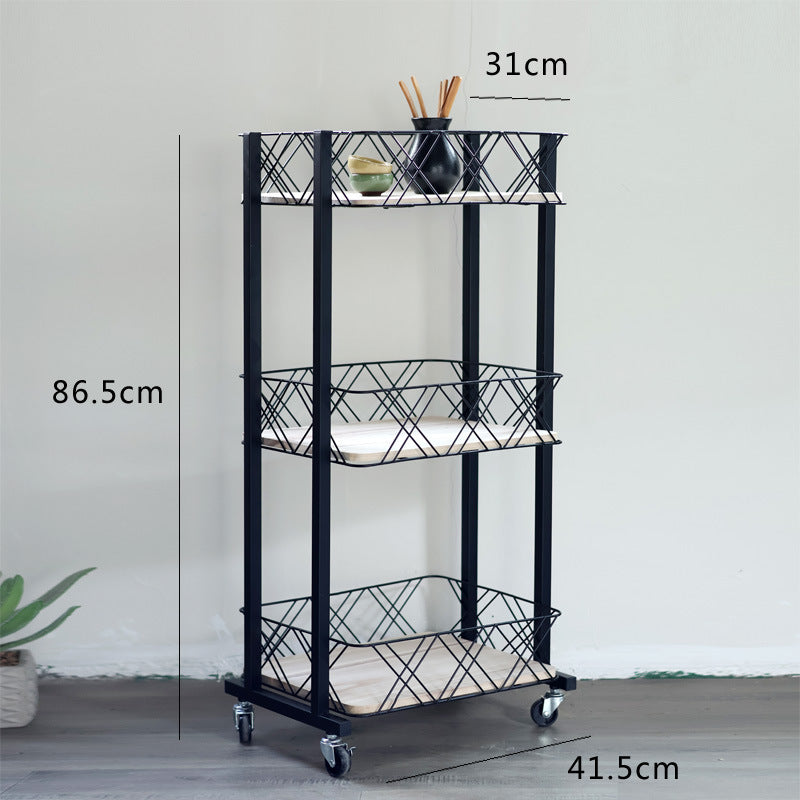 Modern rolling cart with three shelves and wheels Stornfield