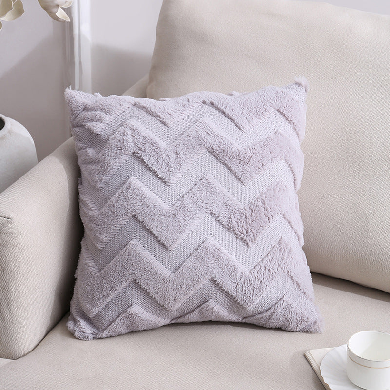 Plush Chevron Textured Decorative Throw Pillow