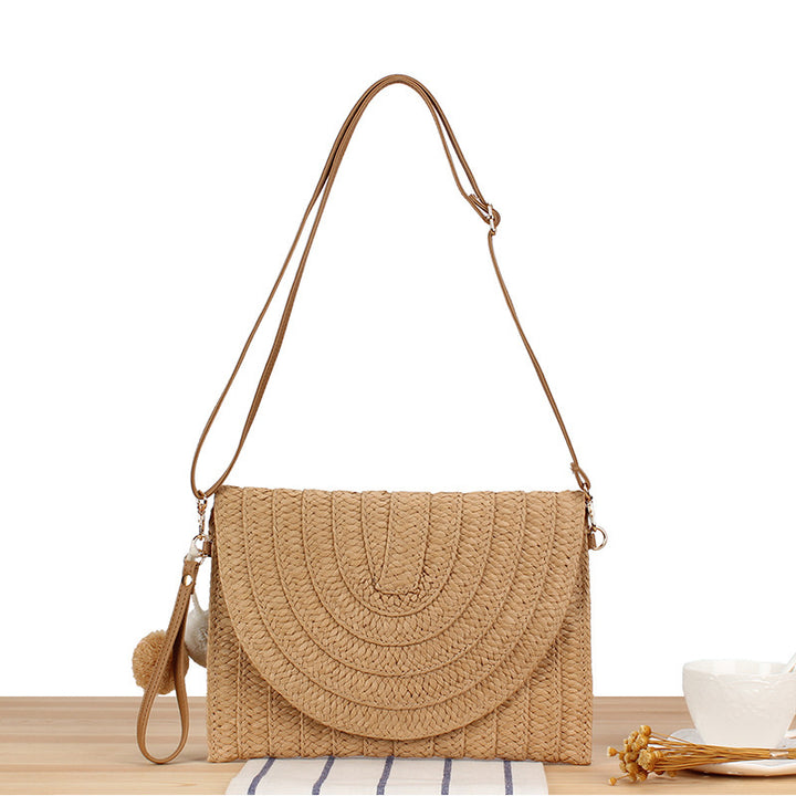 Shoulder bag made of braided natural material with original wave pattern Stornfield