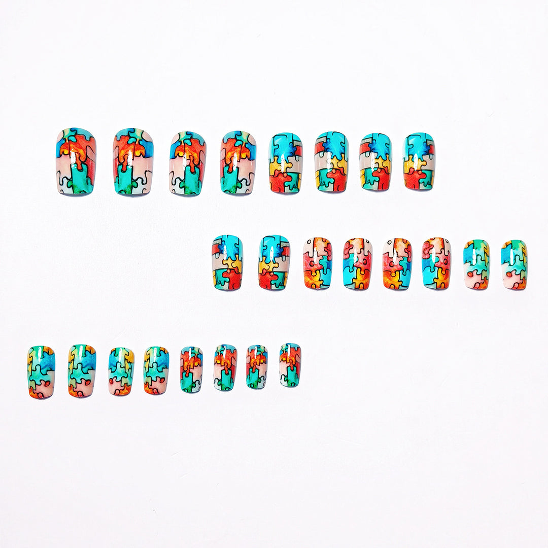 Art nails with creative puzzle pattern Stornfield