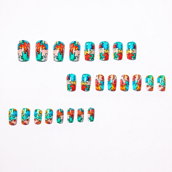 Art nails with creative puzzle pattern Stornfield