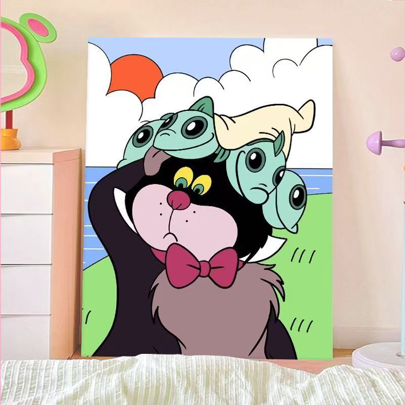 Playful Cartoon Cat Wall Art Stornfield