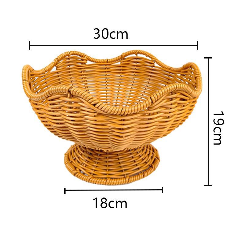 Unisex Rattan Fruit Bowl with Elegant Wave Lines Stornfield