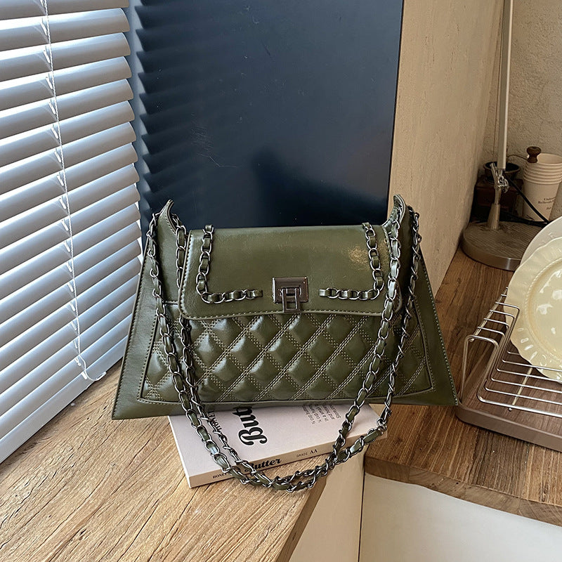 Quilted Chain-Accent Handbag
