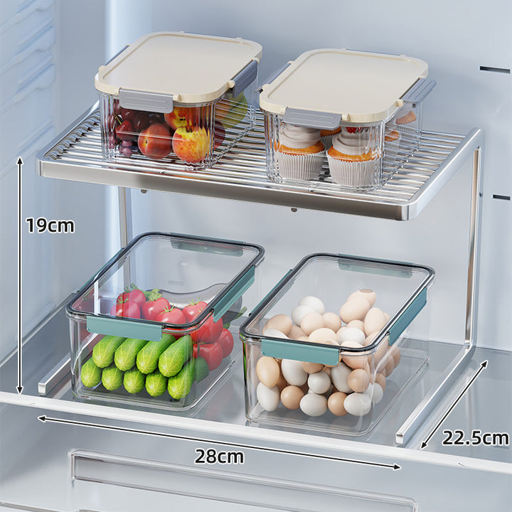 Two-Tier Adjustable Refrigerator Shelf Riser and Fridge Organizer
