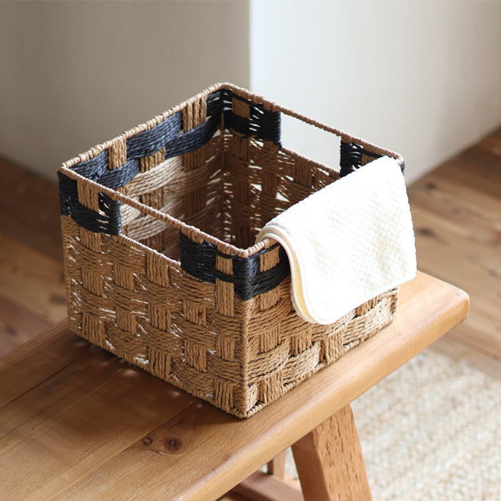 Square storage basket made of natural material Stornfield
