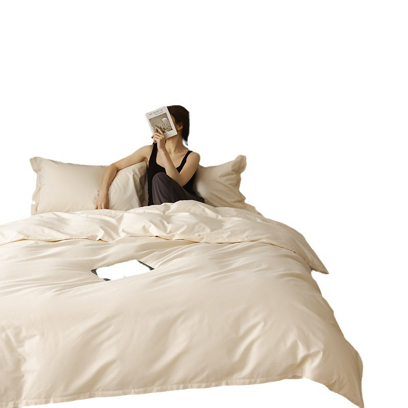 High-quality cotton satin duvet cover set with hotel closure and particularly soft finish