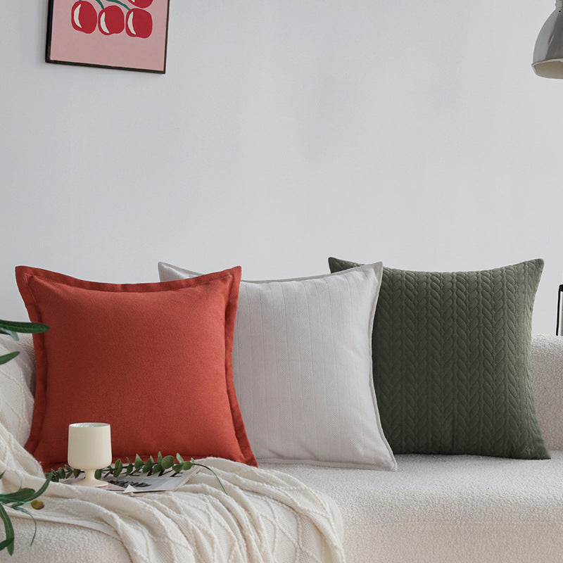 Square quilted decorative cushion cover with cable tufting and soft microfiber finish Stornfield