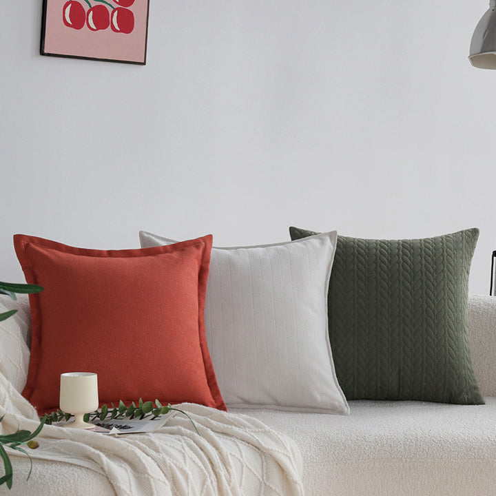 Square quilted decorative cushion cover with cable tufting and soft microfiber finish Stornfield