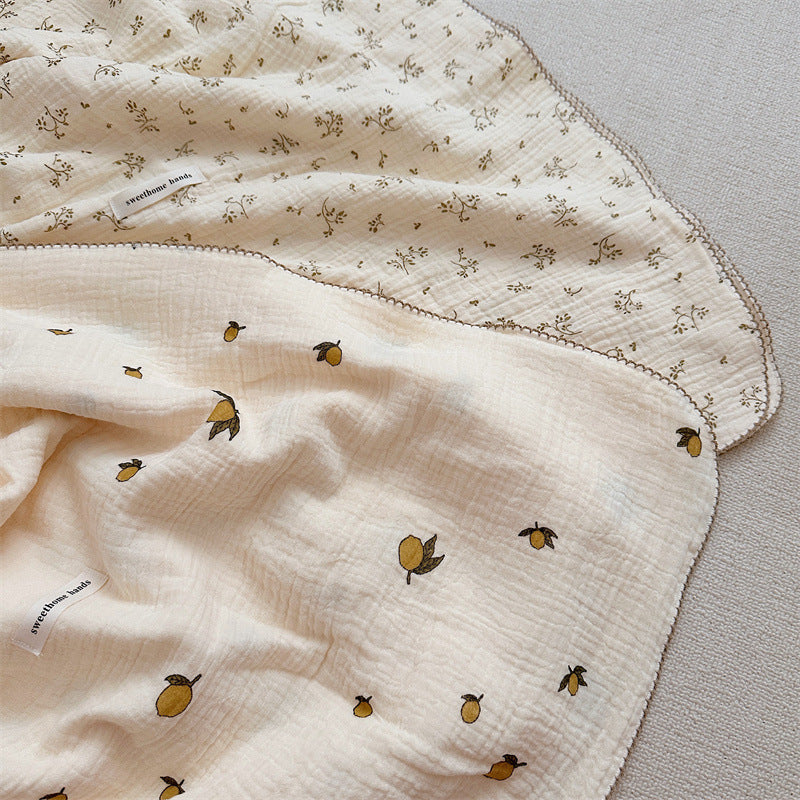 Unisex Cozy Muslin Blanket with Delicate Flower Pattern Stornfield