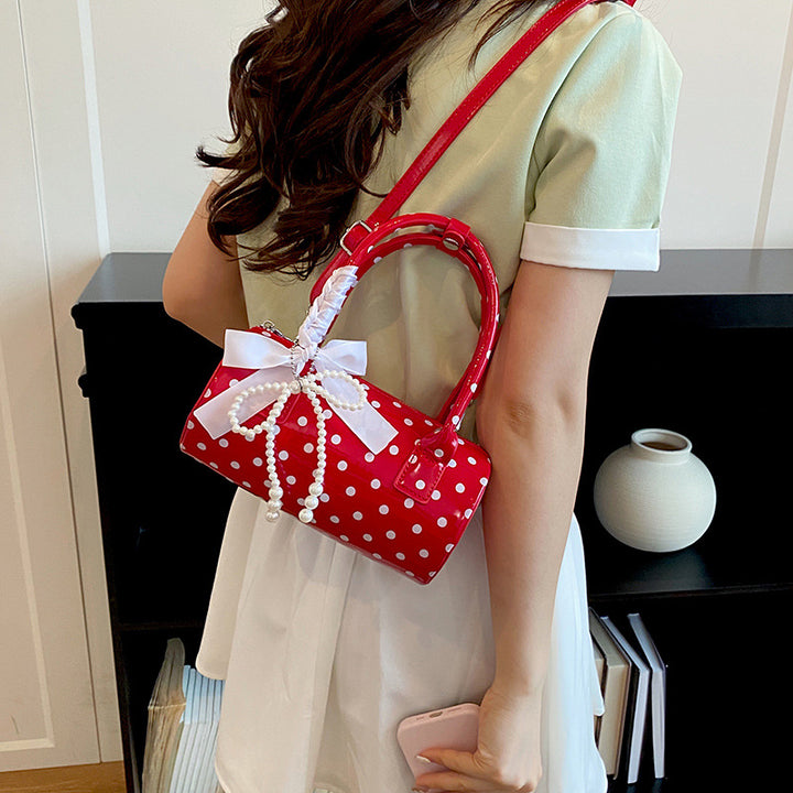 Elegant Pearl-Accent Handheld Purse