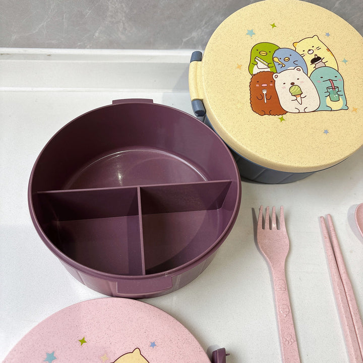 Fun Animal Print Bento Bowl with Cutlery Set