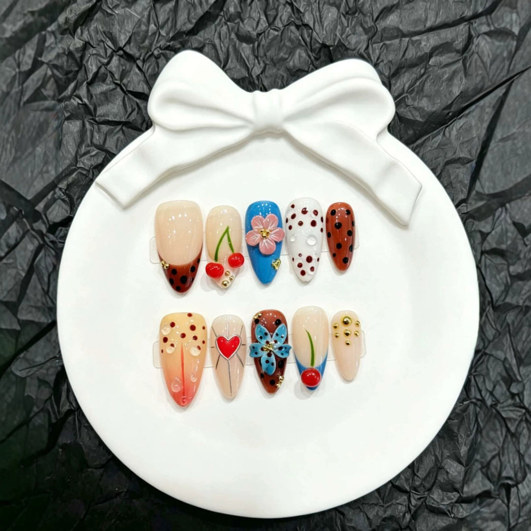Decorative Press-On Nail Art Set with Vibrant Character Design