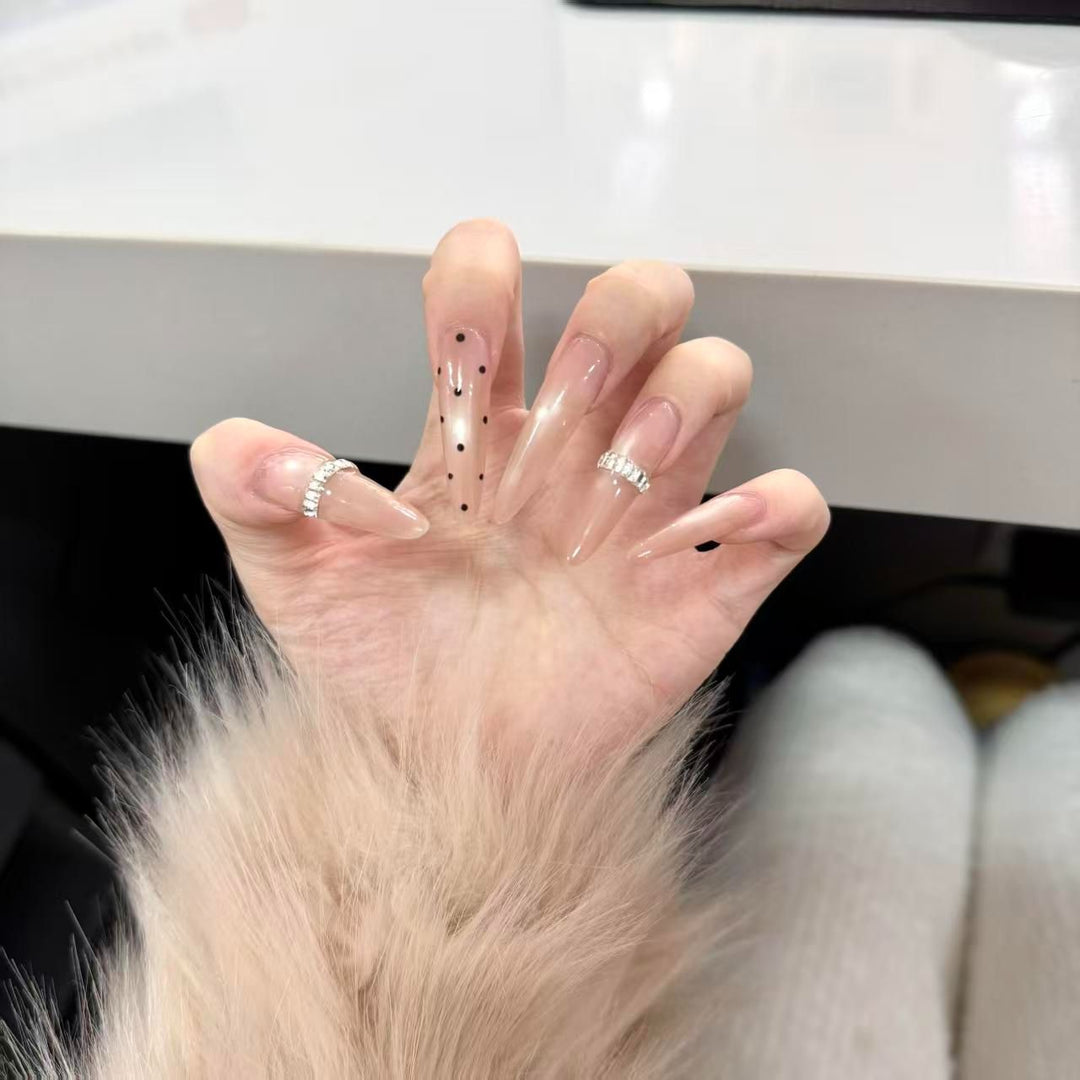Stiletto Nail Art Extensions with Decorative Rhinestones