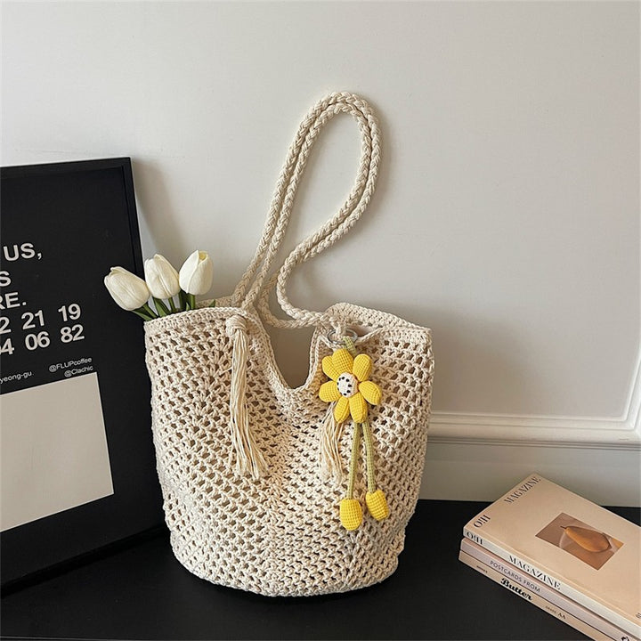 Knitted Tote Bag in Boho Style with Charming Charms Stornfield