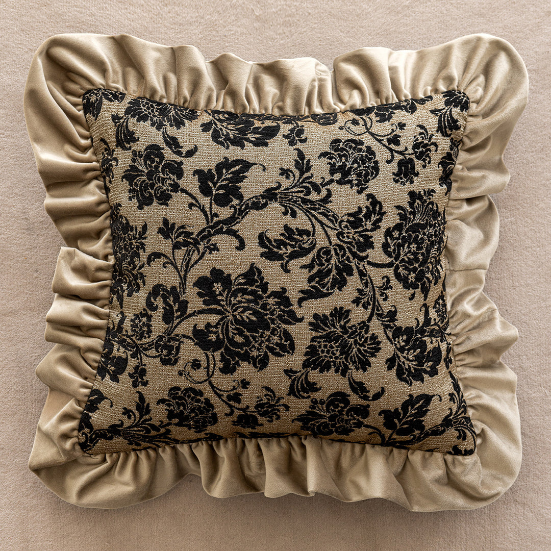 Fluffy decorative pillow with floral pattern
